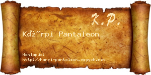 Kárpi Pantaleon névjegykártya